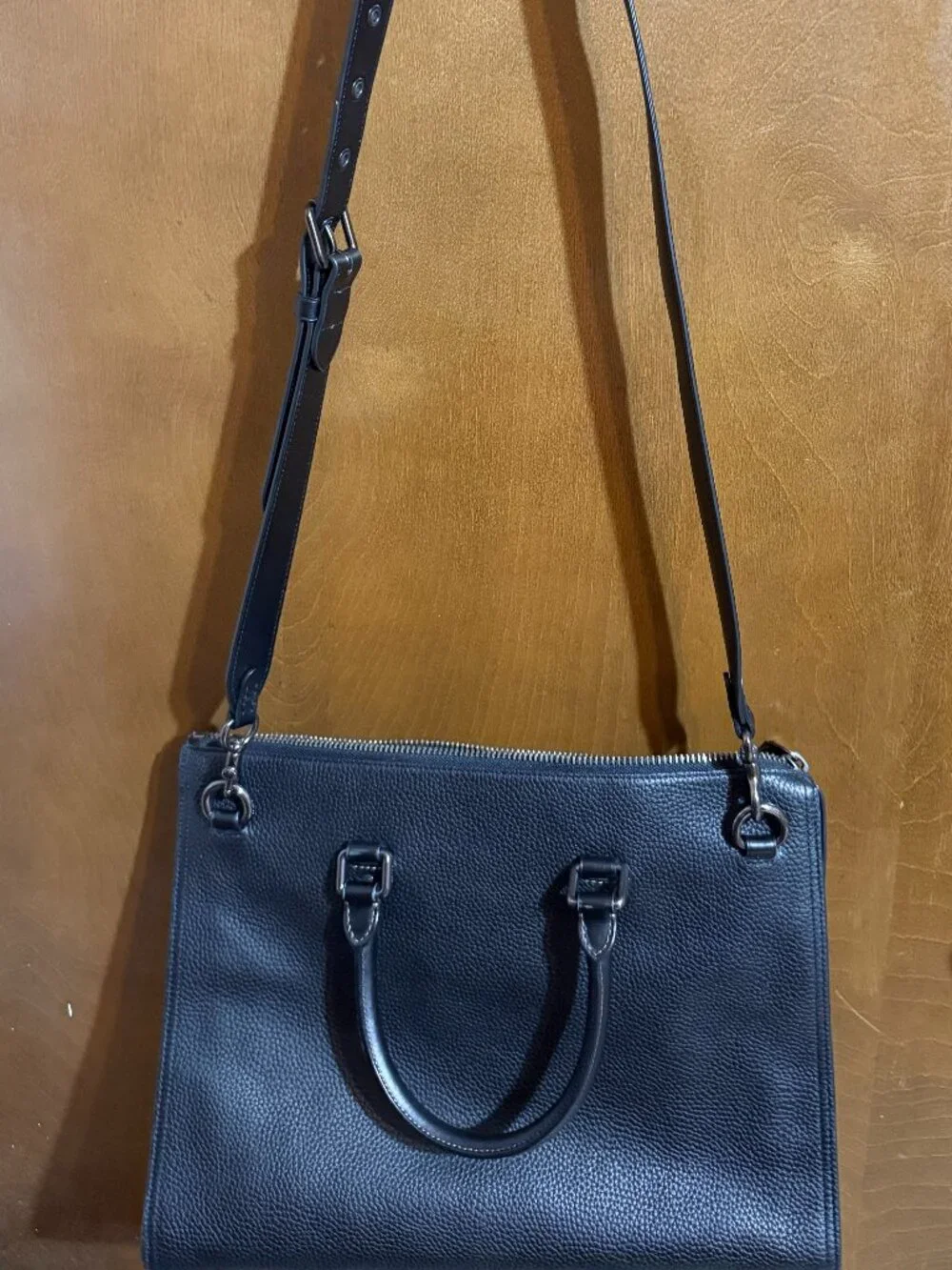 Coach Black Gotham Folio Bag Soft Polished Pebble Leather Briefcase C0243